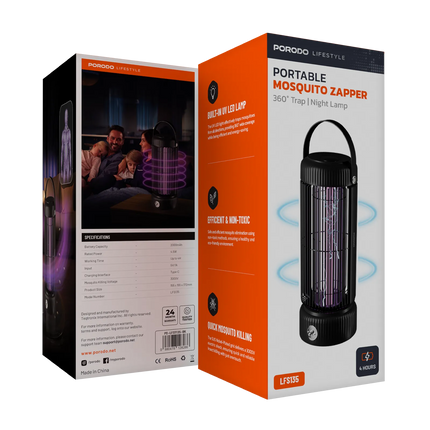 PORODO LIFESTYLE ELECTRIC INSECT KILLER LAMP 2000MAH TYPE-C - BLACK