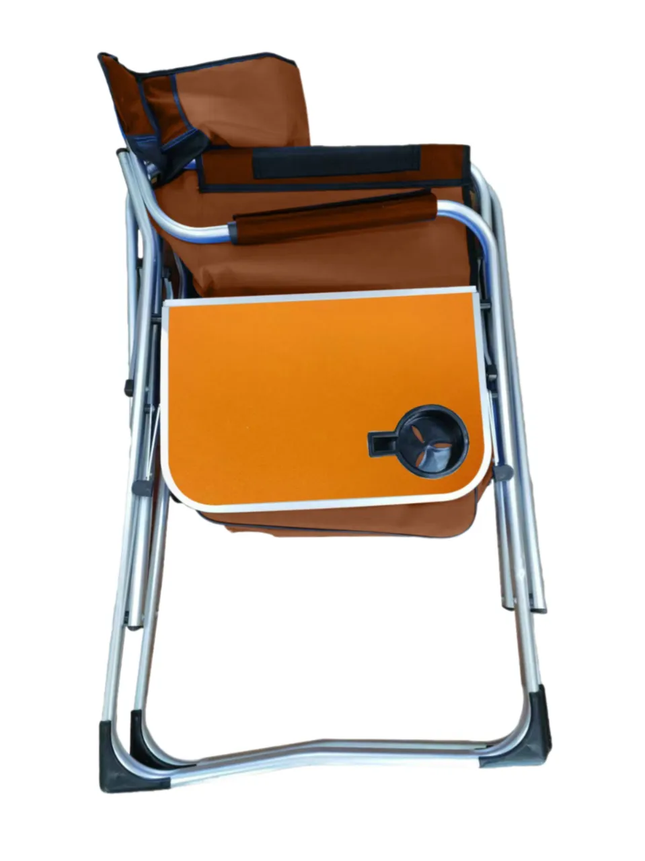 Porodo Lifestyle Outdoor Folding Aluminum Chair with Side Table & Cup Holder
