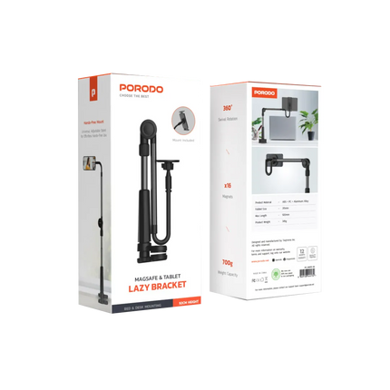 PORODO LAZY MAN STAND WITH MAGNETIC SUCTION 92CM - BLACK