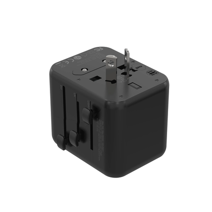 PORODO DUAL USB-A UNIVERSAL TRAVEL ADAPTER 2.4A - BLACK
