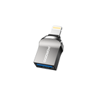 PORODO  USB A TO LIGHTNING ADAPTER 0.12M CABLE  - BLACK