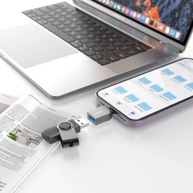 PORODO  USB A TO LIGHTNING ADAPTER 0.12M CABLE  - BLACK