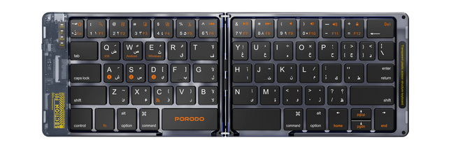 PORODO TRANSPARENT BLUETOOTH FOLDING KEYBOARD - BLACK