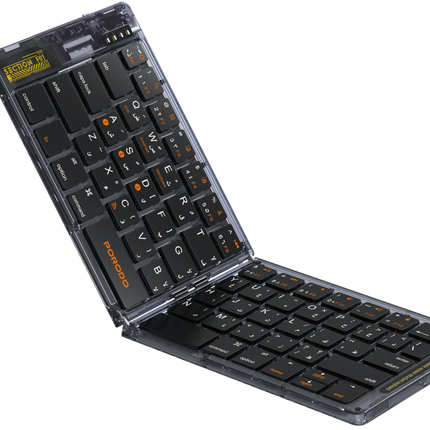 PORODO TRANSPARENT BLUETOOTH FOLDING KEYBOARD - BLACK