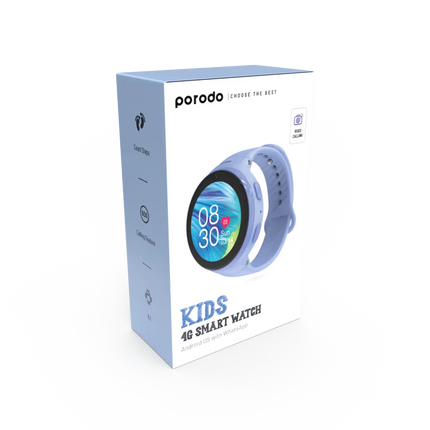 PORODO 4G KIDS GPS SMART WATCH WITH JUNICARE APP - BLUE