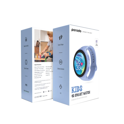 PORODO 4G KIDS GPS SMART WATCH WITH JUNICARE APP - BLUE