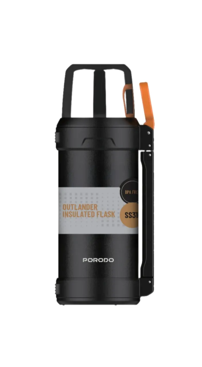 Porodo Lifestyle 2L Stainless Steel Vacuum Bottle – Black