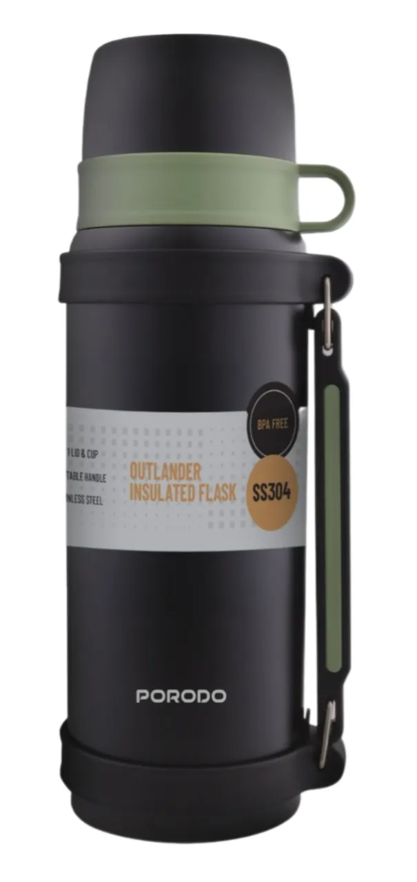 Porodo Lifestyle 1800ml Stainless Steel Vacuum Bottle – Black