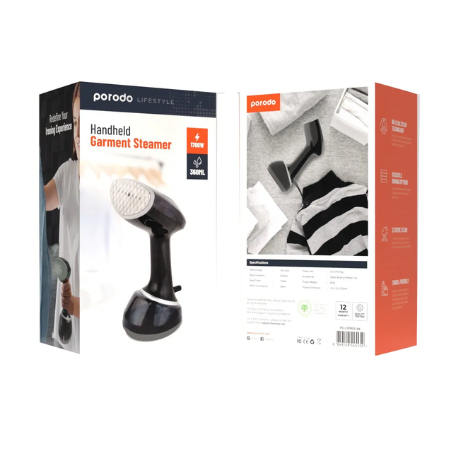 Porodo Lifestyle Portable Garment Steamer 1700W – Black