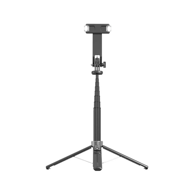 PORODO SELFIE STICK 135CM EXTENDABLE WITH DETACHABLE LIGHT 4 LEG TRIPOD - BLACK