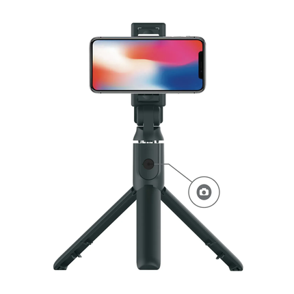 PORODO BLUETOOTH SELFIE STICK WITH TRIPOD ( DETACHABLE REMOTE SHUTTER ) - BLACK