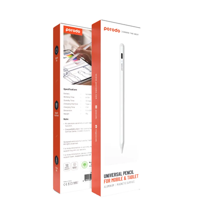 PORODO UNIVERSAL SMART PENCIL WITH TOUCH SWITCH - WHITE