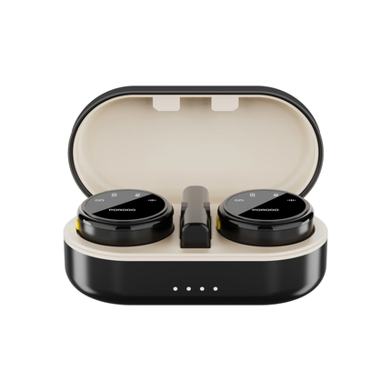 PORODO WIRELESS MICROPHONE DUAL MIC WITH CHARGING CASE- BLACK