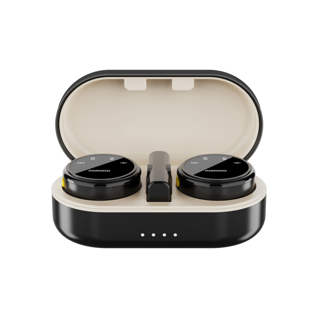 PORODO WIRELESS MICROPHONE DUAL MIC WITH CHARGING CASE- BLACK