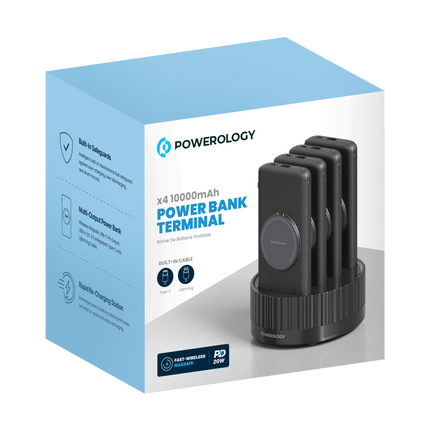 Powereology 4-in-1 Station 10000mAh PD 100W QC Wireless Power Bank – Black