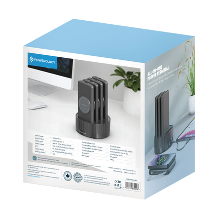 Powereology 4-in-1 Station 10000mAh PD 100W QC Wireless Power Bank – Black
