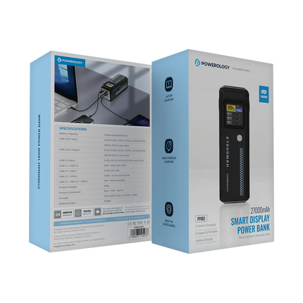 Powereology 140W Dual-Channel Smart Battery Display Power Bank – 27000mAh