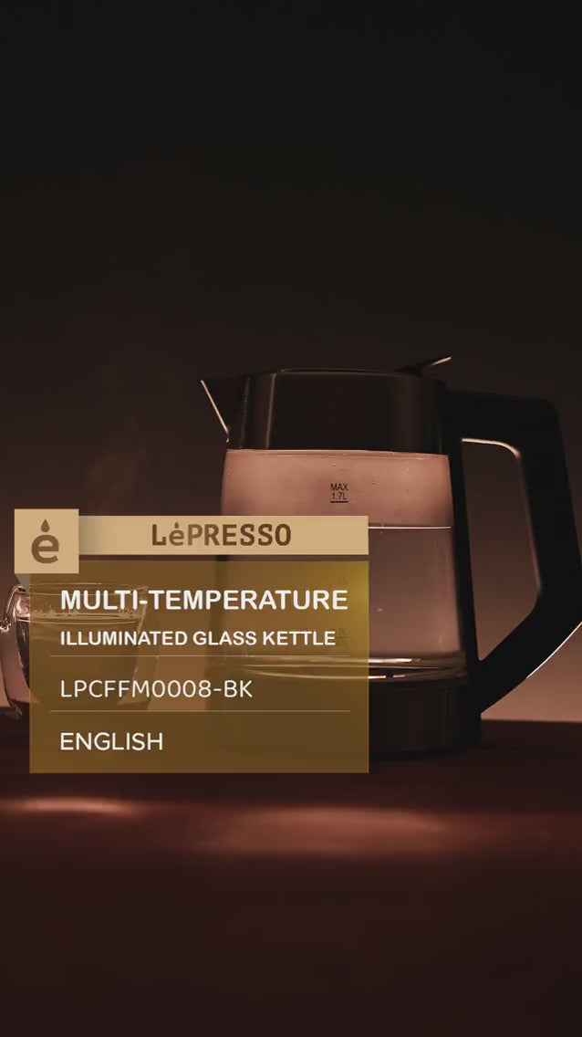 LEPRESSO 1.7L GLASS KETTLE 2200W - BLACK