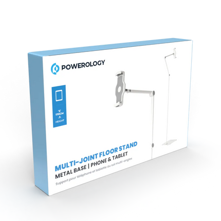 Powerology Multi-Joint Floor Stand Metal Base Phone & Tablet - White