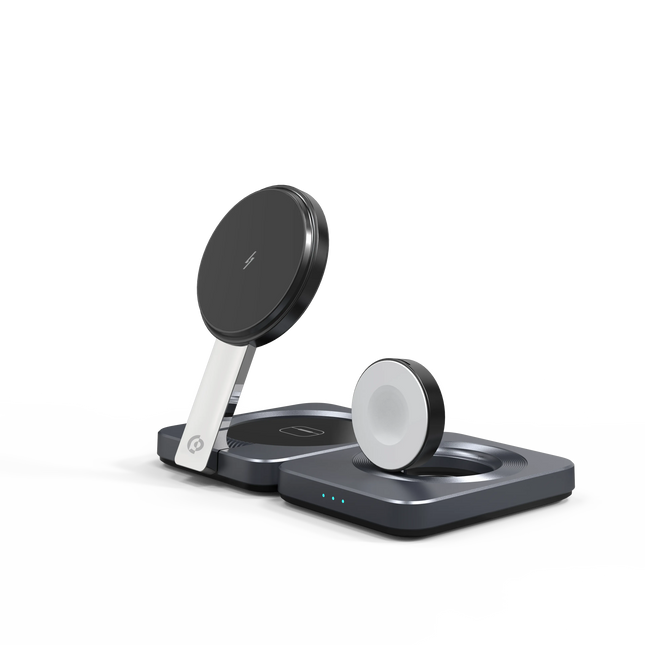 Powerology Qi2-15W Magsafe iPH15 Multi-Device Charging Stand - Black