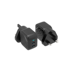 Powereology PD45W 2x USB-C Port Wall Charger – Black (UK Plug)