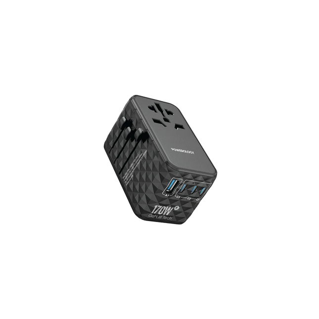 Powereology PD170W*3 USB-C + 18W USB-A Travel Adapter – Black