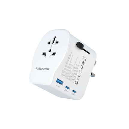 Powereology PD45W Travel Adapter with Grounding Contact – White
